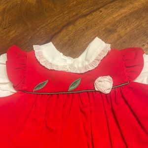 Vintage Baby Togs red velvet pinafore dress, EUC, 3-6 months